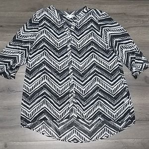 Black and White sheer blouse